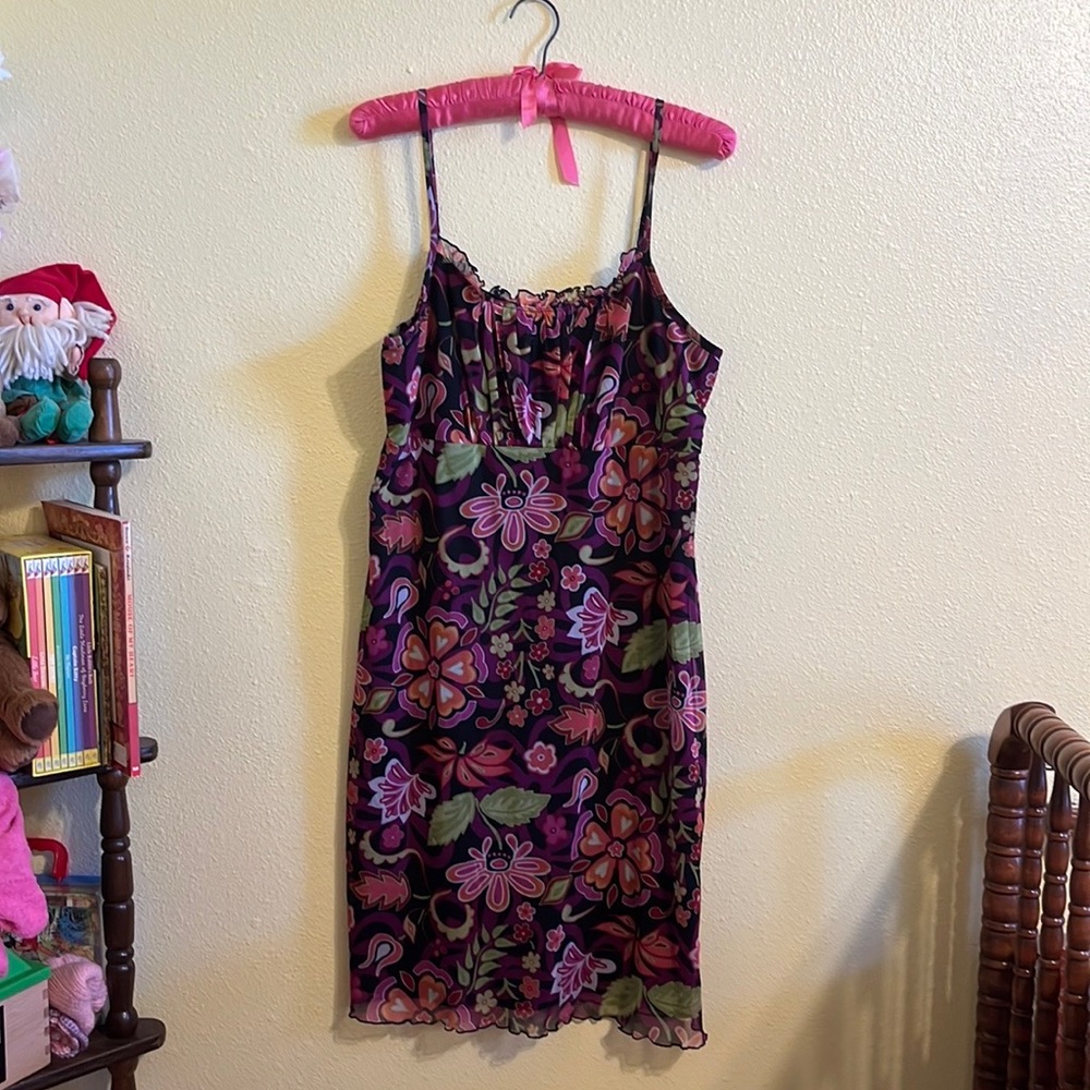 90s Y2K Vintage Xhilaration Mesh Floral Dress